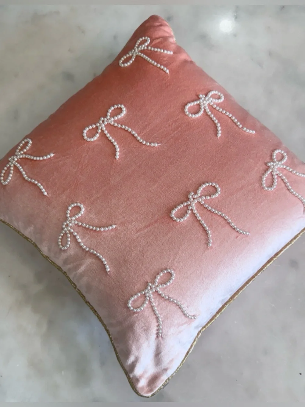 Anthropologie Coretta Mini Beaded Velvet Pillow